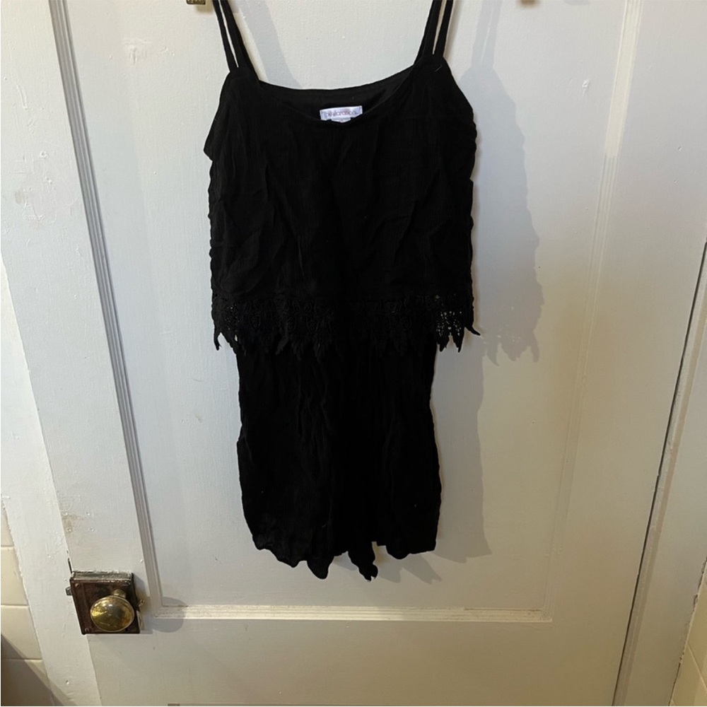 Xhilaration Black Tiered Minimalist Lace Babydoll Romper - Size XS